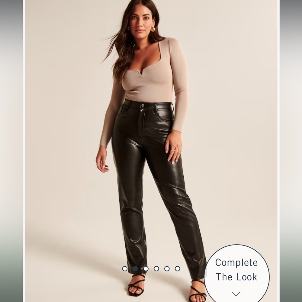 ABERCROMBIE CURVE LOVE VEGAN LEATHER PANTS - BLACK